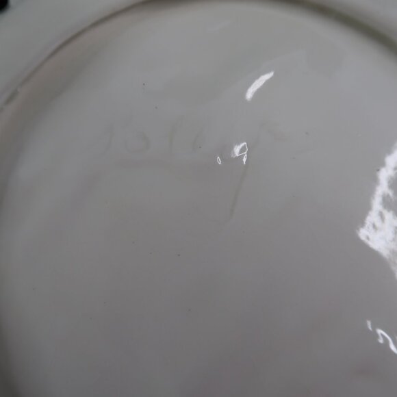 Lattice Lace Edge White Milk Glass Plate with Purple Flowers Pointed Vintage - Picture 5 of 5